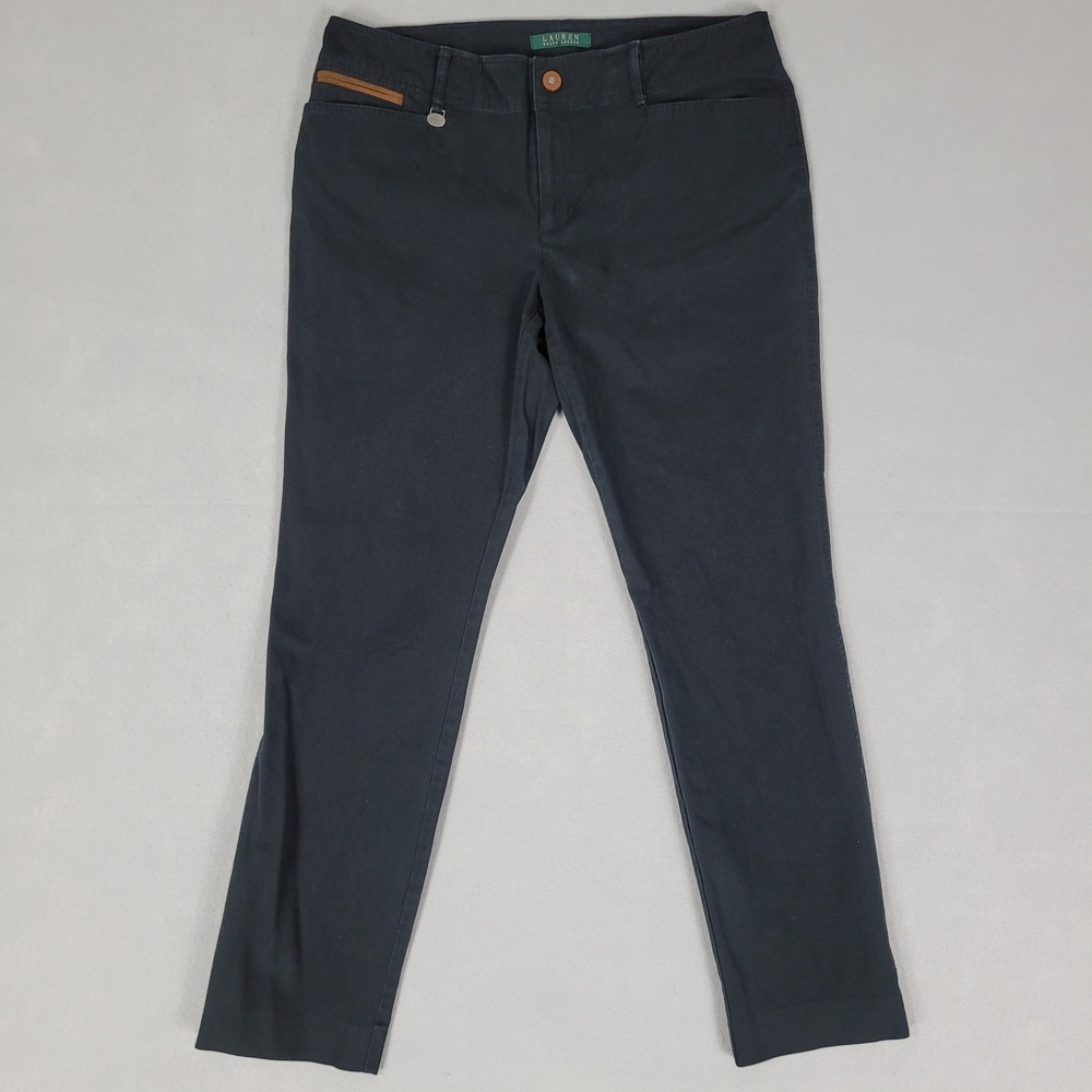 Lauren Ralph Lauren Slim Pants Women's 12 32x27.5 Charcoal Chino Cotton Blend